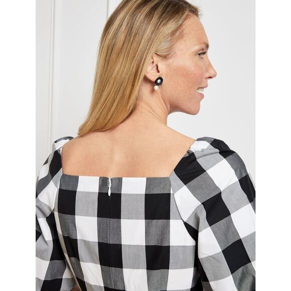 NWT Talbots Women's Black White Zinnia Gingham Fit & Flare Poplin Dress Size 10 - Picture 3 of 9